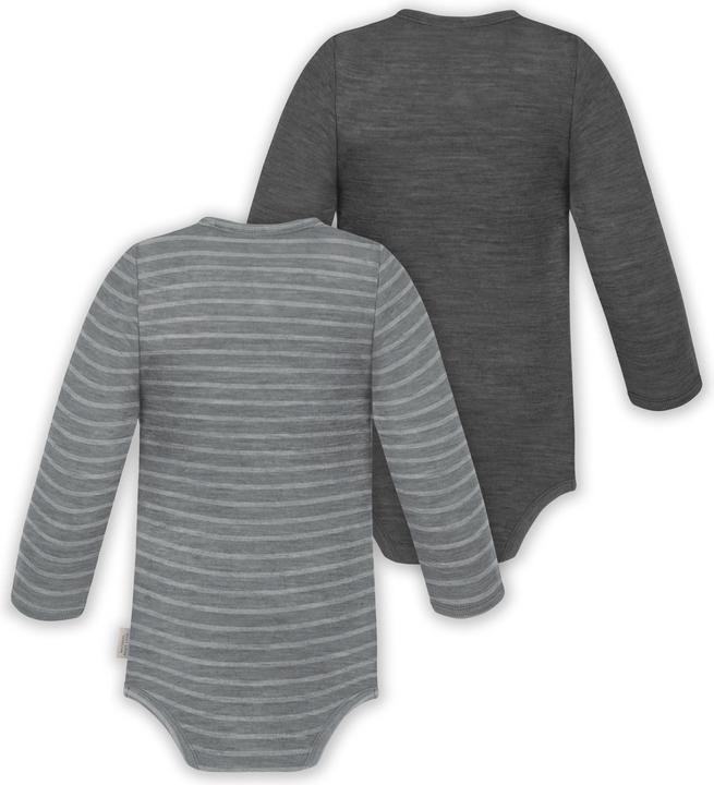 Produktbild Normani 2er Set Unisex Baby Wickelbody Langarm-Strampler Einteiler aus Merinowolle - 9351 (44)