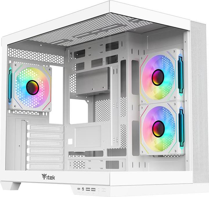 Produktbild Itek Boitier Moyen Tour ATX Dark Cave DS RGB avec panneaux vitrés (Blanc) (ATX, mATX, Mini-ITX)