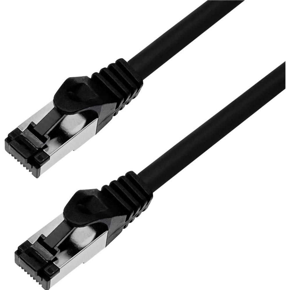 BKL Electronic 144008 RJ45 Netzwerkkabel, Patchkabel CAT 8.1 S/FTP 20 m Schwarz (S/FTP, CAT8.1, 20 m), Netzwerkkabel