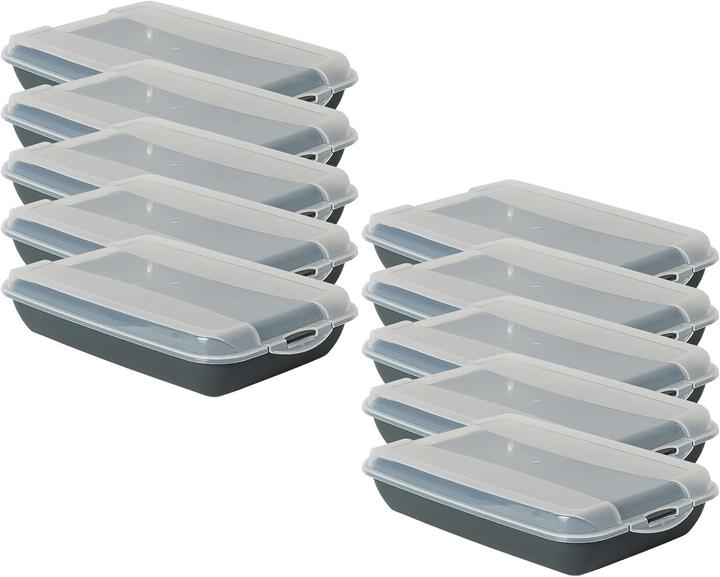 Image du produit Novaliv 10er-Set Anthrazit Premium Aufschnittbox mit Transparentem Deckel, Frischhaltedosen für Wurs (25 x 17 x 3 cm)