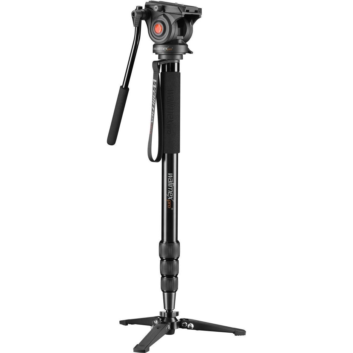 Walimex pro pro Video Einbein Cineast Mono mit Fluid Neiger (Metall), Stativ, Schwarz