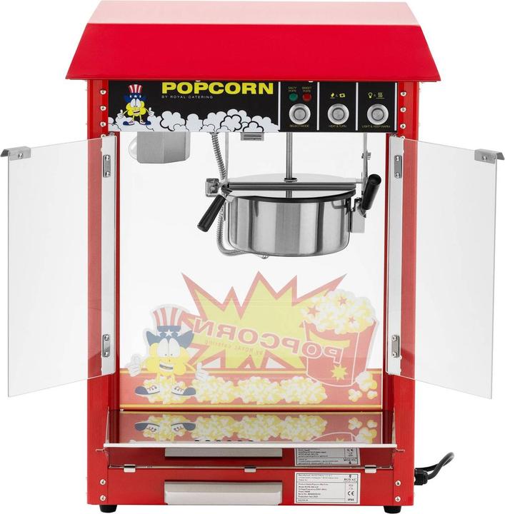 Produktbild Royal Catering Popcornmaschine Popcornmaker Snack-Automat retro 5 - 6 kg/h (16 l/h) 150 / 180 °C0 rot