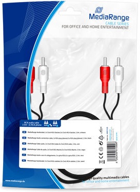 Image du produit MediaRange 2xRCA/2xRCA 28 AWG, /Rouge/Blanc (2.50 m, RCA)