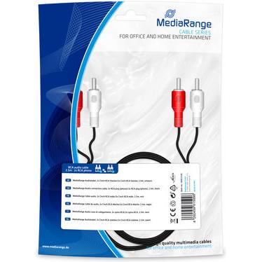 MediaRange 2xRCA/2xRCA 28 AWG, /Rot/Weiss (2.50 m, Cinch), Audio Kabel