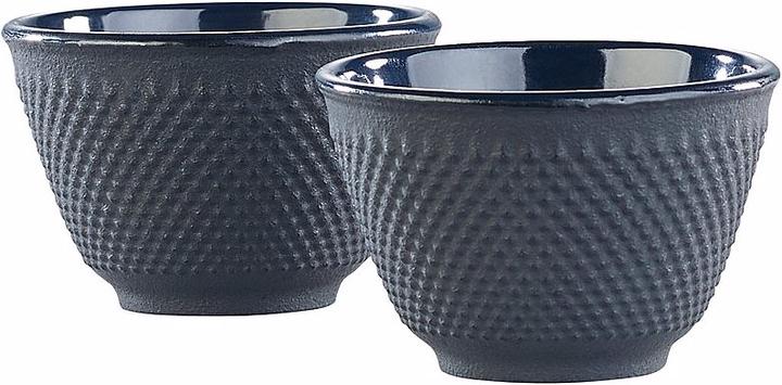Rosenstein & Söhne 2er-Set asiatische Teebecher aus Gusseisen und Emaille, schwarz (2 x)