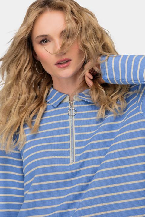 Actual product image Laurasøn Striped Long Sleeve Zipper Polo (M)