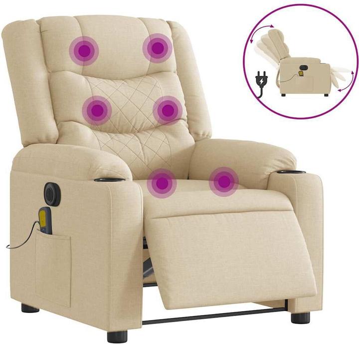 Actual product image vidaXL Massage chair electric cream fabric