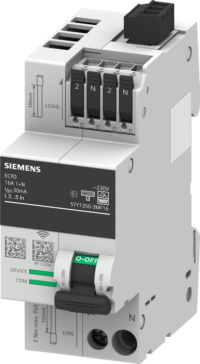 Immagine prodotto Siemens 5TY1350-3MF16 Dispositivo di commutazione elettronico di protezione monofase F a 2 poli 0,03A 230V