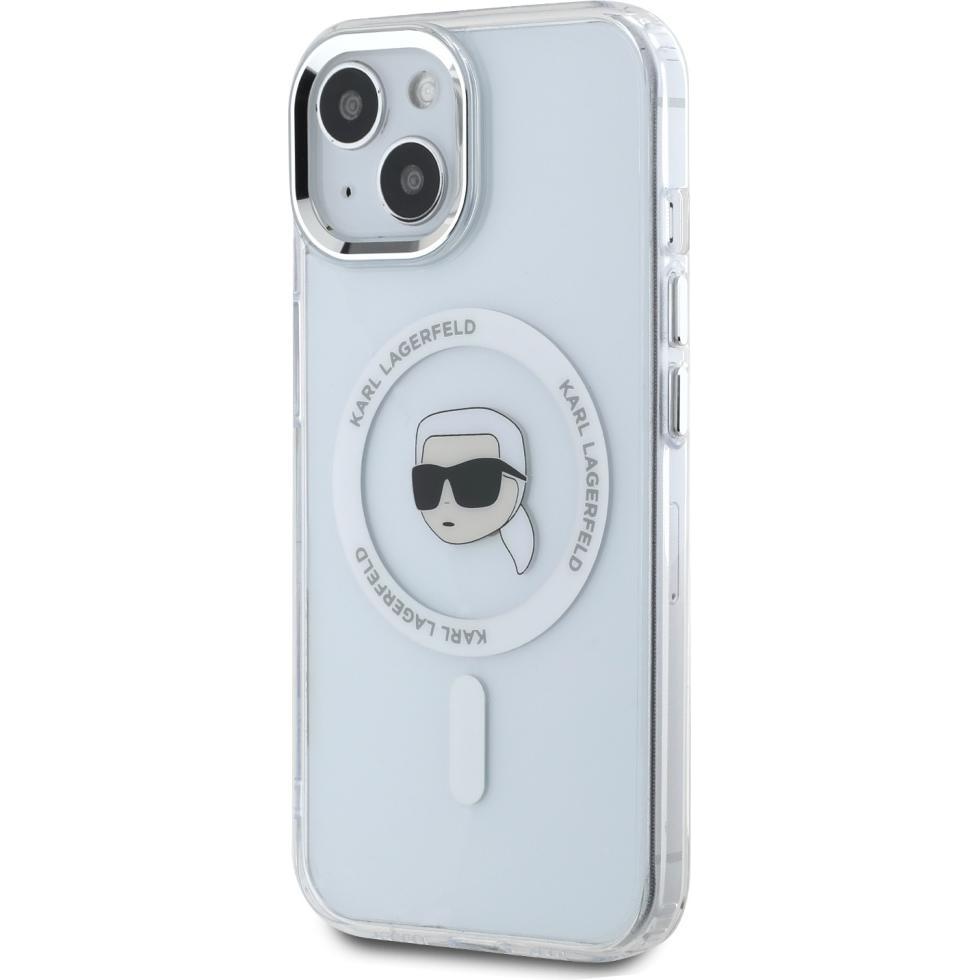 Thumbnail - Karl Lagerfeld IML Karl Head Metal Frame MagSafe Case for iPhone 15 Transparent (Apple iPhone 15), Smartphone Hülle, Wei...