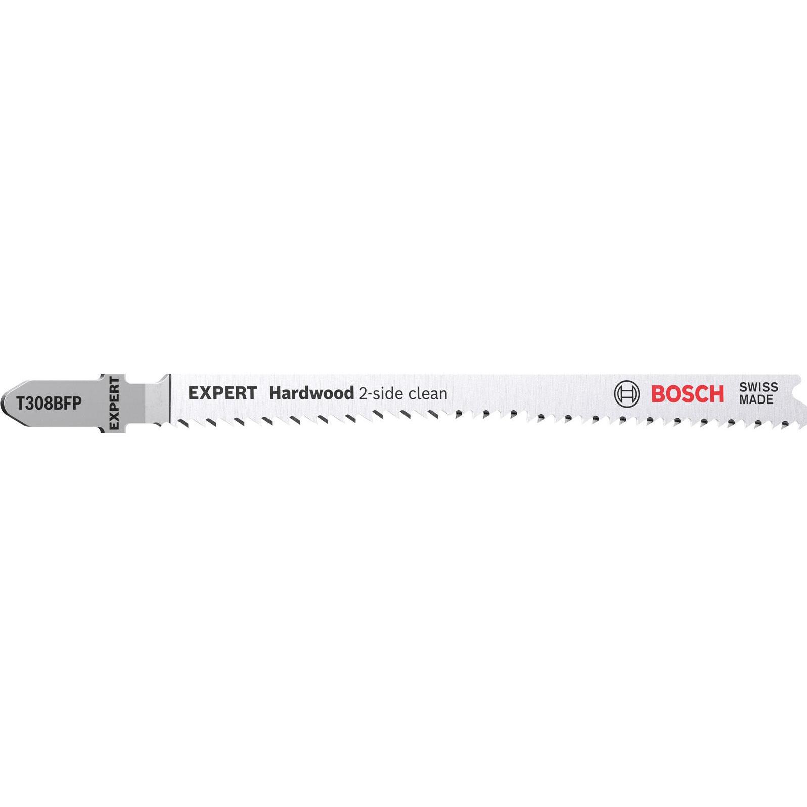 Bosch Professional Zubehör, Sägeblatt, EXPERT ‘Hardwood 2-side clean’ T 308 BFP Stichsägeblatt, 25 Stück