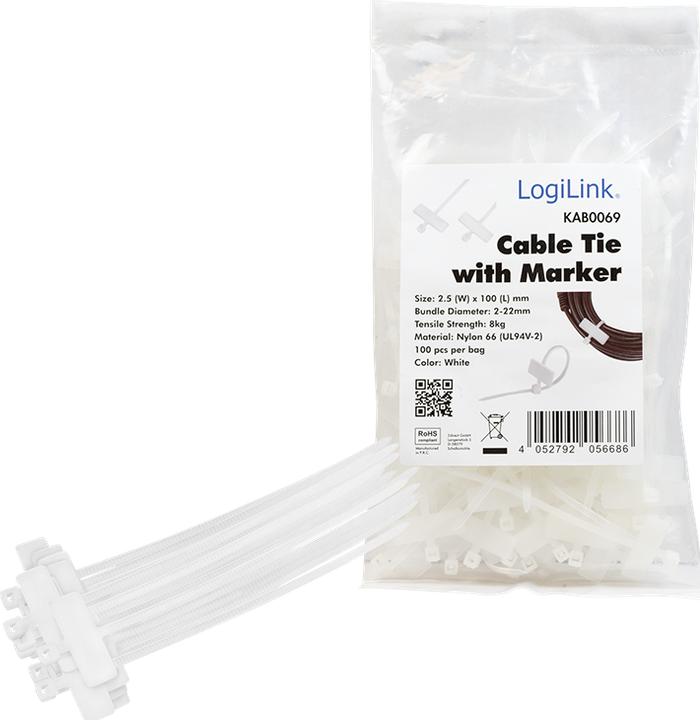Productafbeelding LogiLink Kabelbinder (Plastic kabelbinders, 100 mm, 100 Pcs.)