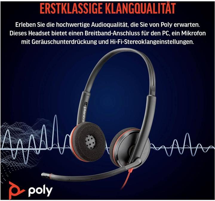 Immagine prodotto Poly Blackwire 3220 + USB-C/A Adapter (Cablato, USB-C)