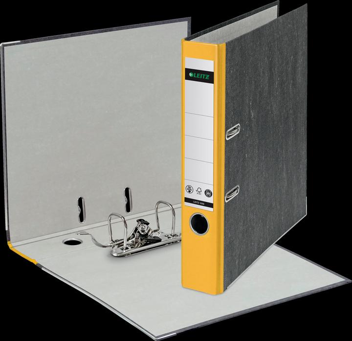 Produktbild Leitz Wolkenmarmor-Ordner, 180 Grad, DIN A4, 52 mm, gelb farbiger Rücken, Einband aus Pappe, aussen m (A4, 52 mm, 1 Stück)