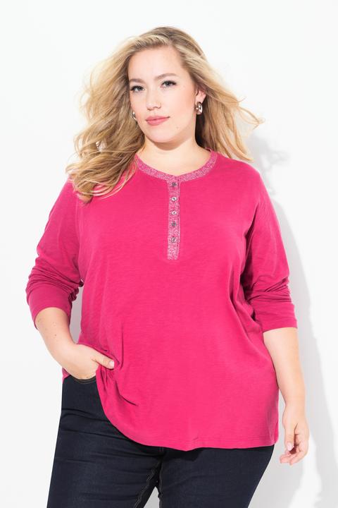 Immagine prodotto Ulla Popken Maglia con abbottonatura glitter, scollo a V e maniche lunghe (42, 44)