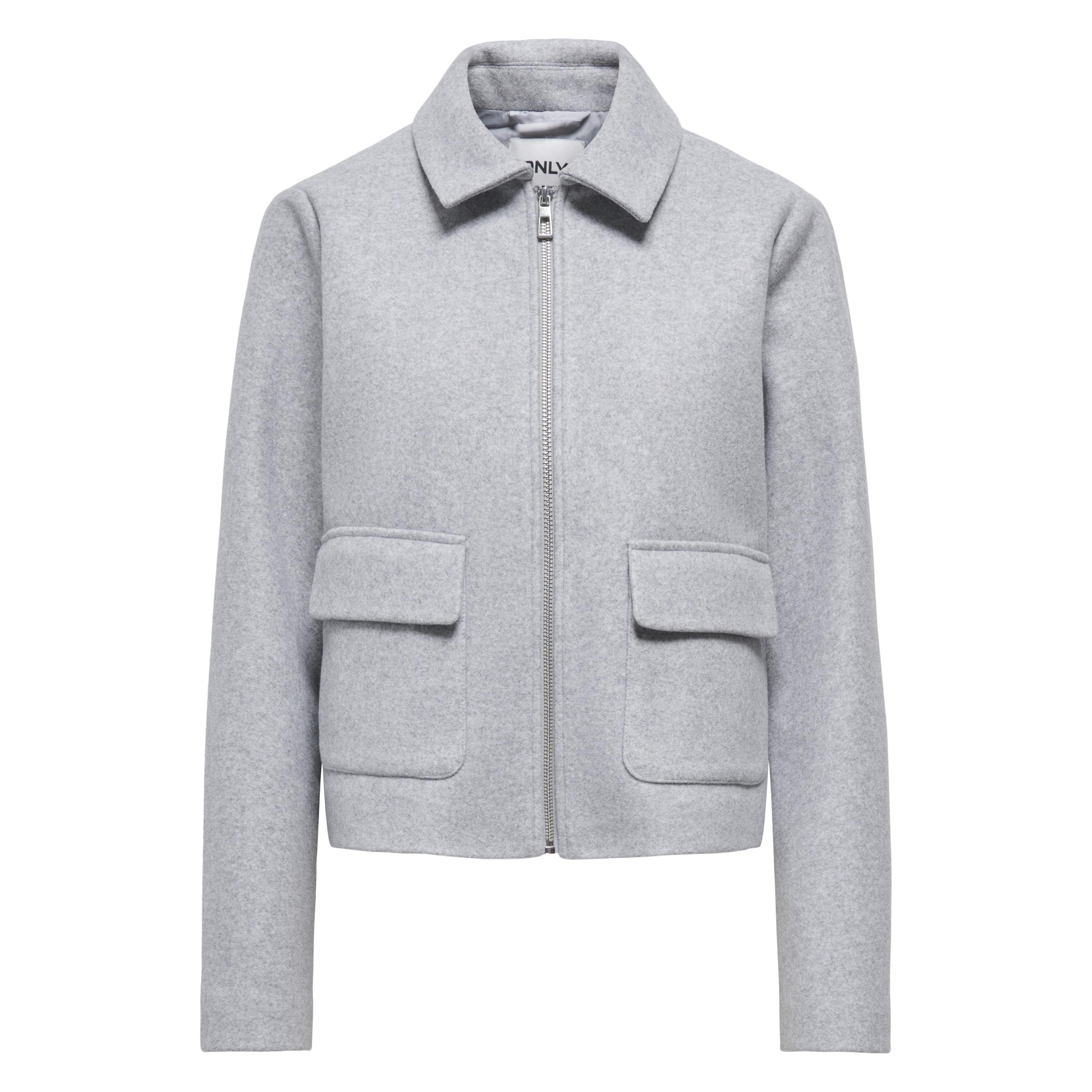 Only, Damen, Mäntel, Onlvela Zip Short Jacket Otw, Grau