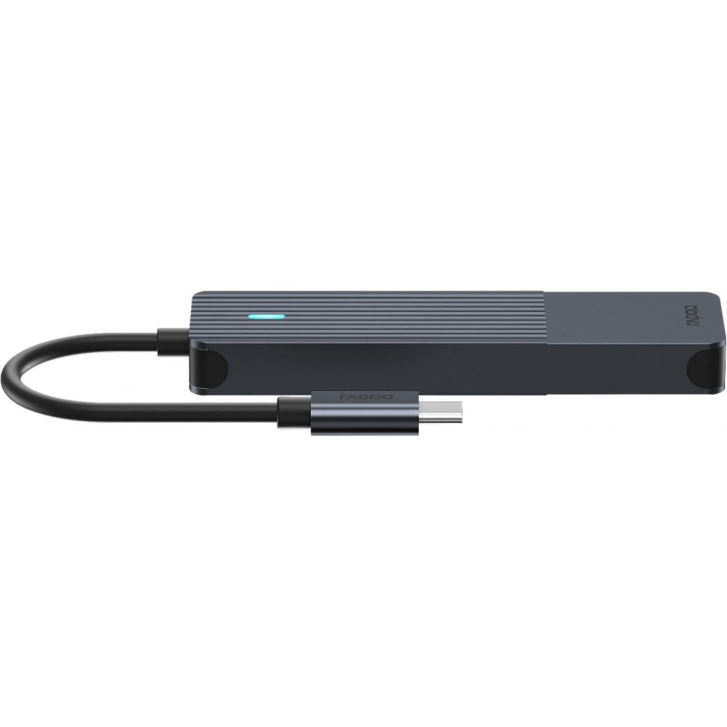Thumbnail - Rapoo USB-C Hub USB-C auf USB-A (USB-C, 4 Ports), Dockingstation + USB Hub, Grau