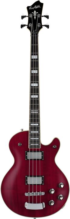 Hagstrom Bass Guitar, Swede, Wild Cherry Transparent (Electric guitar, Mahogany, Maple, Resinator)