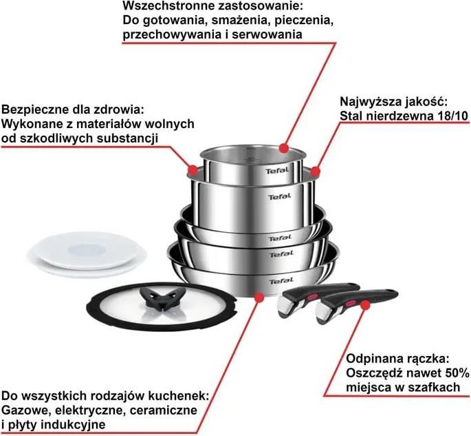 Productafbeelding Tefal SET 10P L897SA74 (22 cm, Steelpan, Staal)