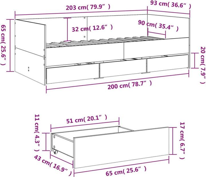 Produktbild vidaXL Tagesbett (90 x 200 cm)