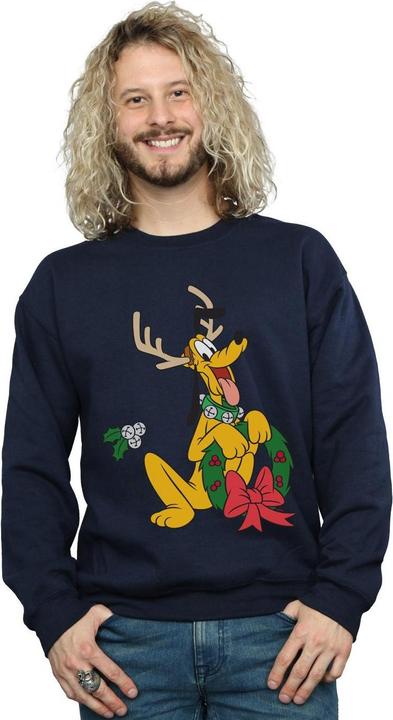 Actual product image Disney Mens Pluto Christmas Reindeer Sweatshirt (S)