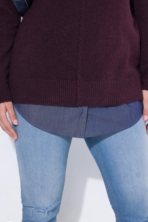 Immagine prodotto Ulla Popken Inserto a blusa con taglio svasato, effetto jeans e bottoni (60)