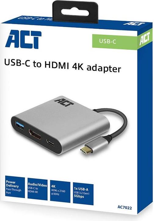 Productafbeelding ACT Multiport-Adapter (USB, HDMI, 16 cm)