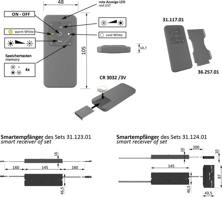 Actual product image Halemeier 1-channel radio switch/dimmer S-Mitter Basic MultiWhite Smart