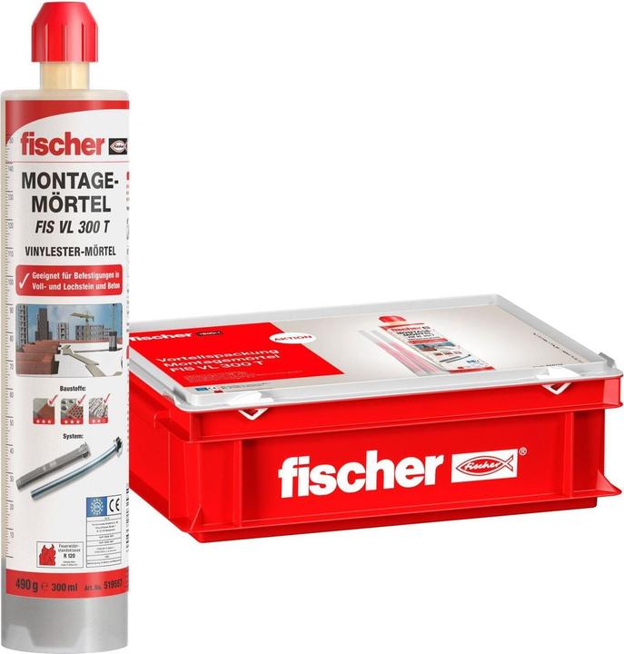 Productafbeelding Fischer Montage mortel FIS VL 300 T vinylester 2K mortel ( 558724 ) + 10x patronen + 20x statische... (30 Pcs.)