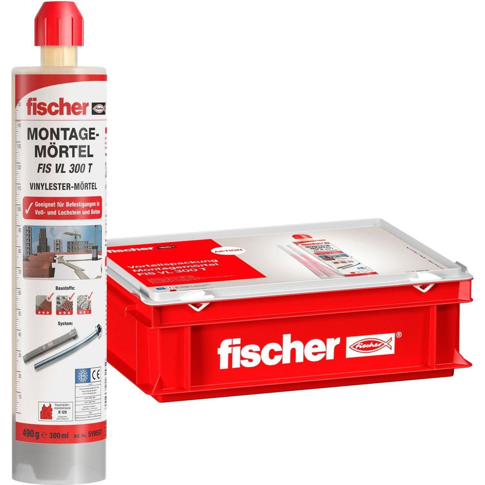 Fischer Montage Mörtel FIS VL 300 T Vinylester 2K Mörtel ( 558724 ) + 10x Kartuschen + 20x Statik... (30 Stk.) (558724)