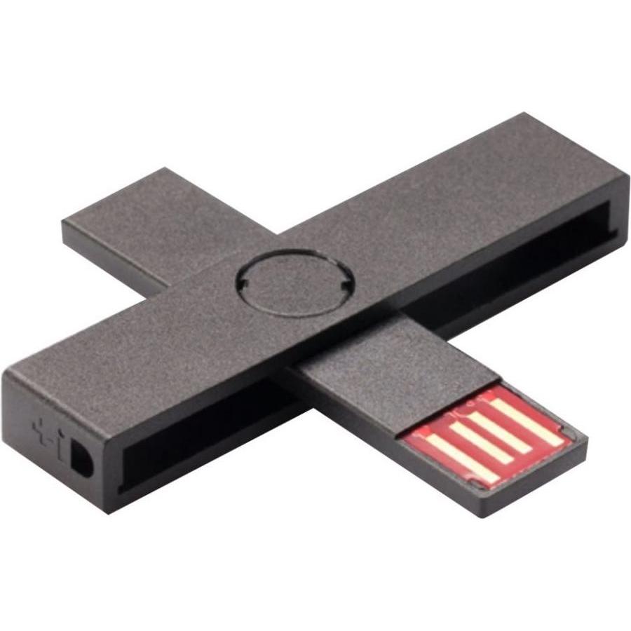 Pluss ID smart card reader black (USB 2.0), Speicherkartenlesegerät, Schwarz