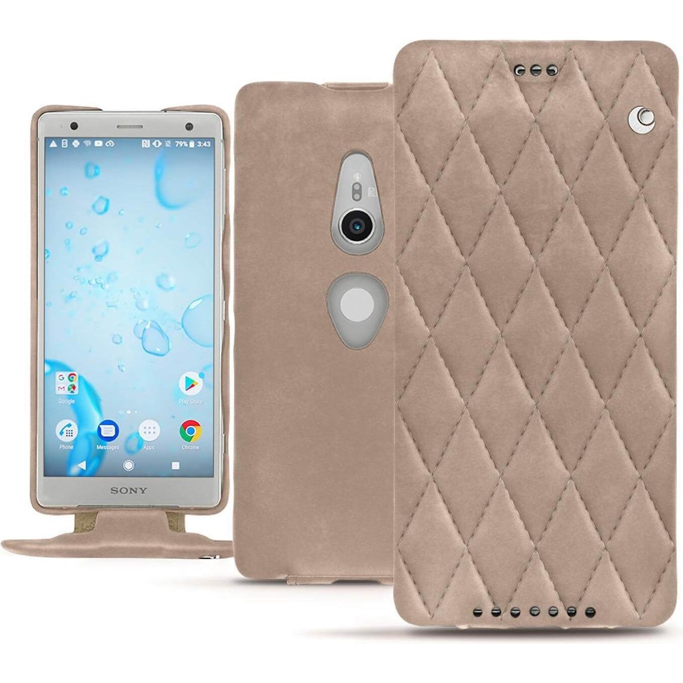 Thumbnail - Noreve Lederschutzhülle vertikal (Sony Xperia XZ2), Smartphone Hülle, Beige