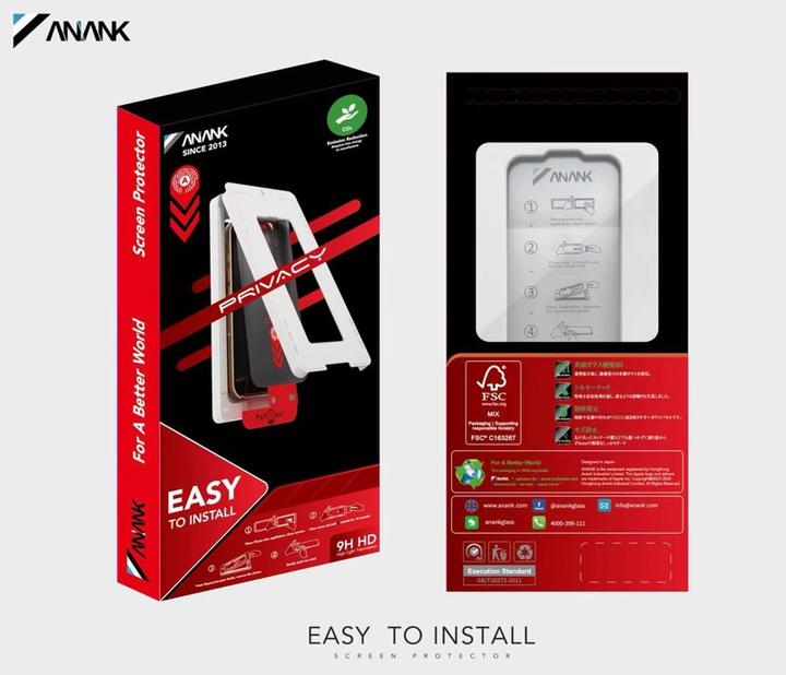 Anank - 2.5D Privacy Panzerglas 26° Winkel, 180° Schutz - mit Installationshilfe für iPhone 16 (1 Stuk, Apple iPhone 16)