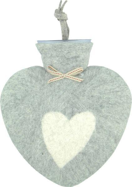 Produktbild Dorothee Lehnen Wärmeflasche Herz, 0.7 l, grau (0.70 l, Bettflasche mit Bezug)