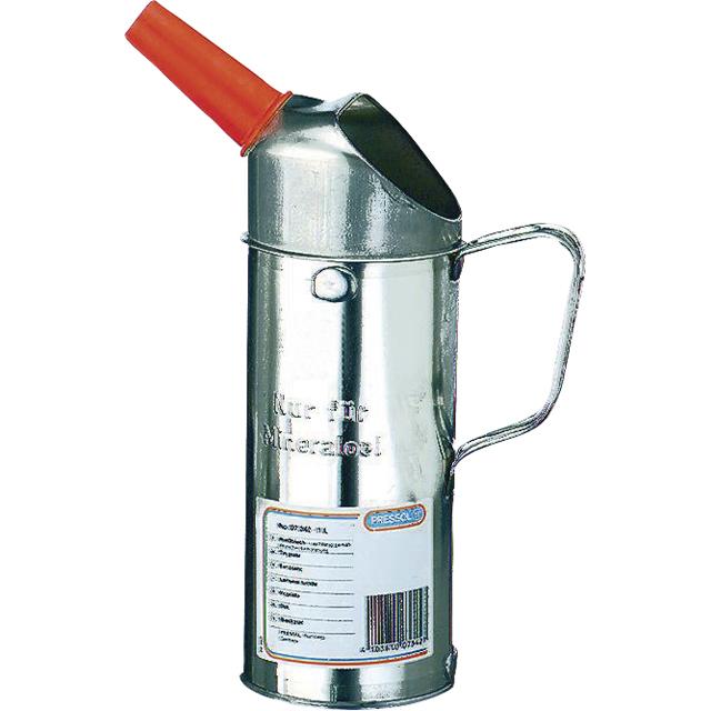 Pressol, Garagenausstattung, Ölmessgefäss aus Weissblech, 2 l, starrer Ausguss, geeicht