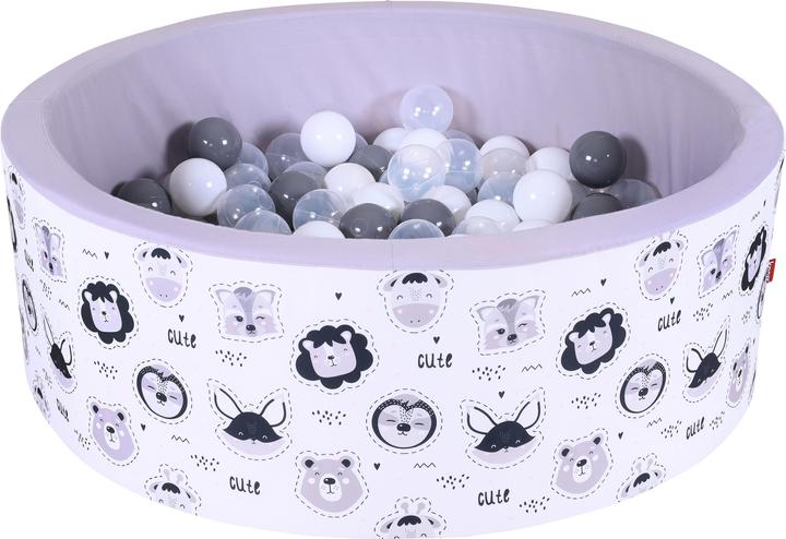 Immagine prodotto Knorrtoys Bällebad soft - "Cute Animals" - 150 balls grey/white/transparent (ca. 7 cm)
