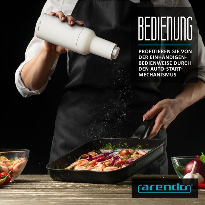 Produktbild Arendo Salz und Pfeffermühle elektrisch, Salzmühle & Pfeffermühle 2er Set, einhändig, Batteriebetrieben (Pfeffer, Salz)