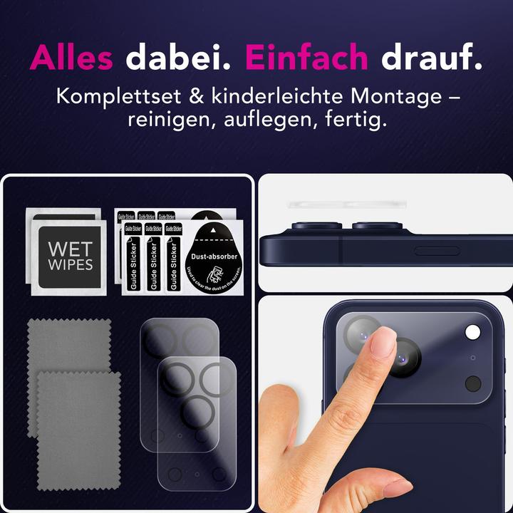 Actual product image Nalia Kameraglas "Focus.X2 MAX" - 2x Schutz Glas für Kamera Linse, Anti-Reflex, Ultra Klar, Full Cover (2 pcs., Apple iPhone 17 Pro Max)