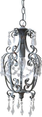 Chic Antique Hängelampe grau, 1armig, Vintage Shabby Look (E14)