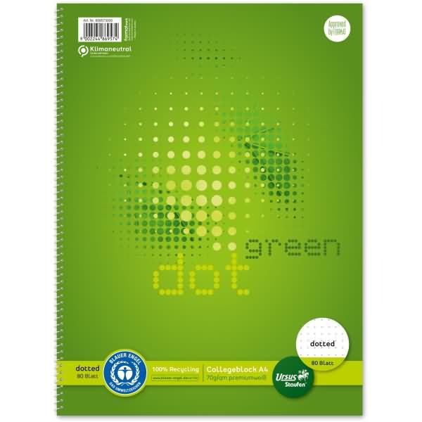 Produktbild Staufen Collegeblock Green, 60 g/qm, DIN A4, dotted, 80 Blatt (A4, Gepunktet, Weicher Einband)