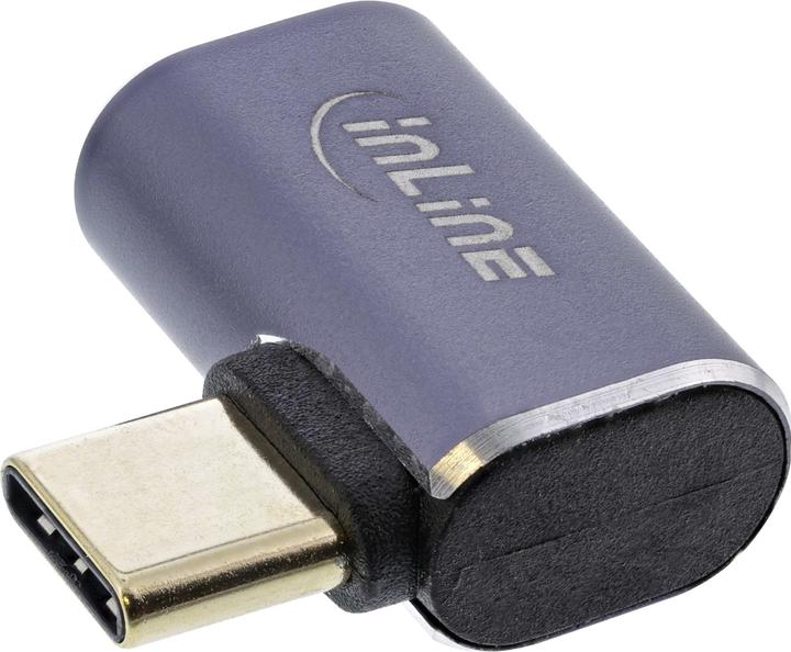 Actual product image InLine ® USB4 adapter, USB type-C plug/socket right/left angled, aluminium, grey (USB-C, 25 cm)