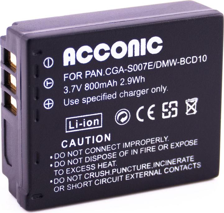 Acconic Akku f. Panasonic CGA-S007 Lumix DMC TZ2 DMC- TZ2 DMC TZ3 DMC- TZ3 DMC (Kamera Akku)