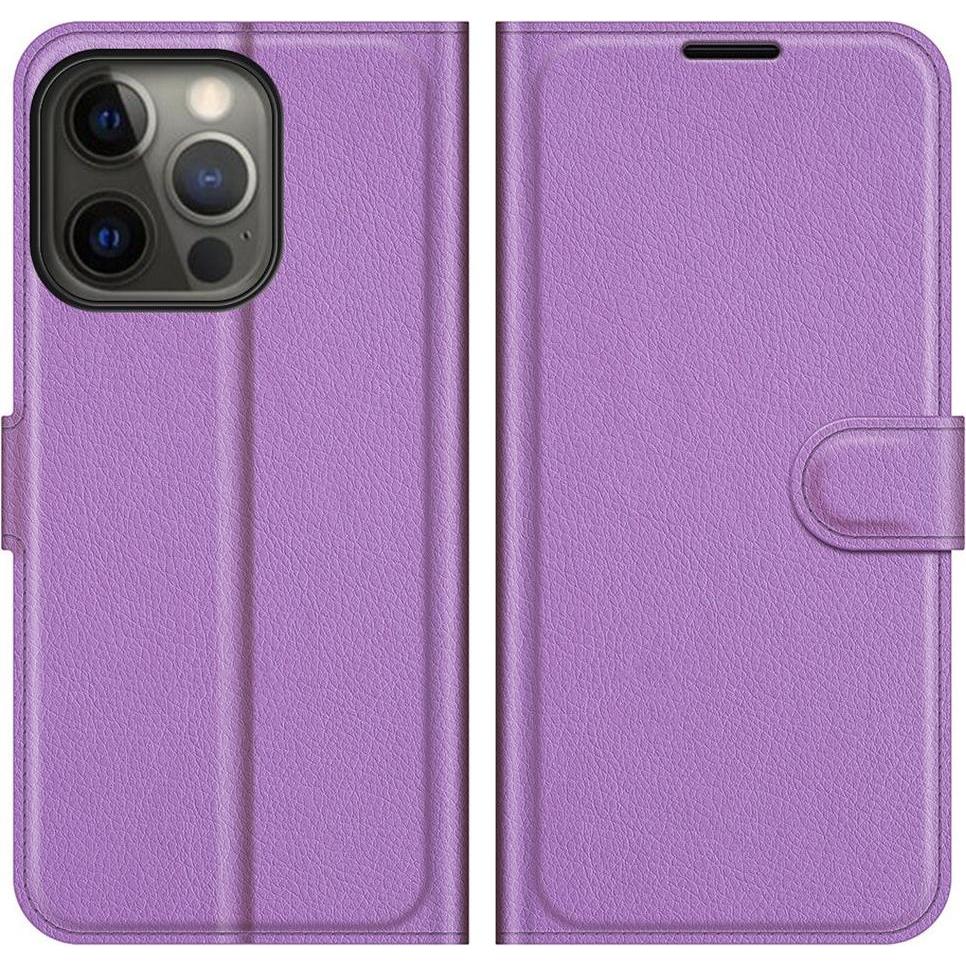 Cover-Discount iPhone 13 Pro - Leder Etui Hülle violett (Apple iPhone 13 Pro), Smartphone Hülle, Violett