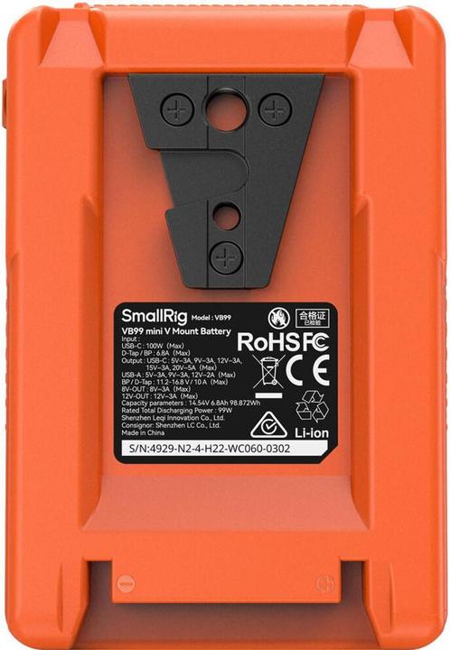 Image du produit SmallRig VB99 mini V Mount Batteryï¼Orangeï¼4929 (Batterie de l'appareil photo)