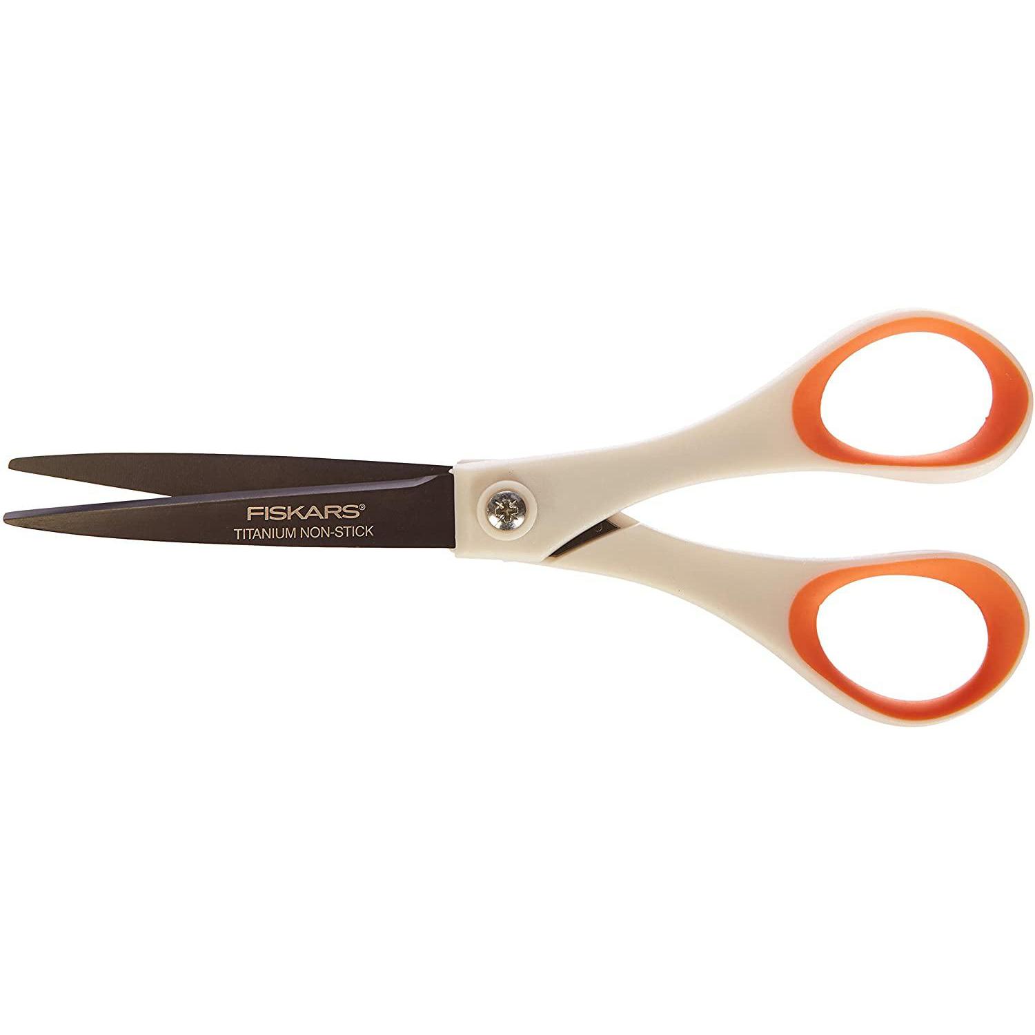 Fiskars, Schere, Antihaftschere Non Stick™ weiss, orange 18,0 cm (18 cm)