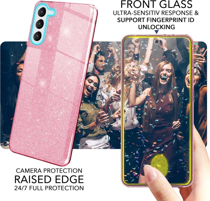 Produktbild Nalia Glitzer Silikon Hülle mit 2x Displayschutz (Samsung Galaxy S23+)