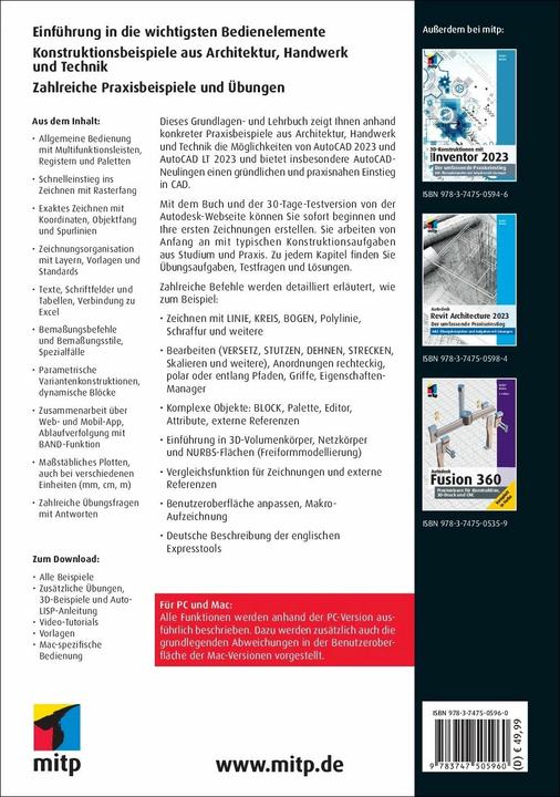 Actual product image AutoCAD 2023 und AutoCAD LT 2023 für Architekten und Ingenieure (German, Detlef Ridder, 2022)