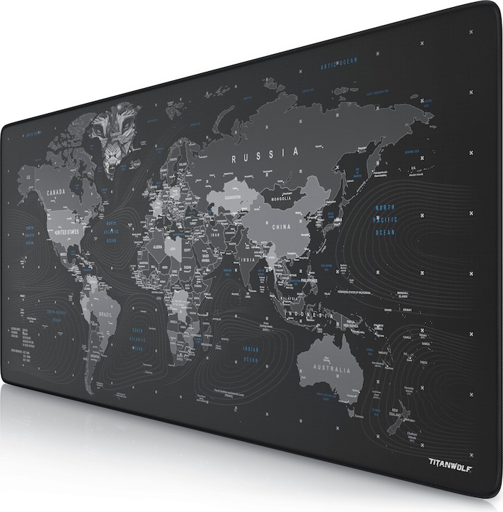 Actual product image Titanwolf Gaming mouse pad XXL, smooth fabric, speed mouse mat, 900 x 400mm surface, globe (XXL)