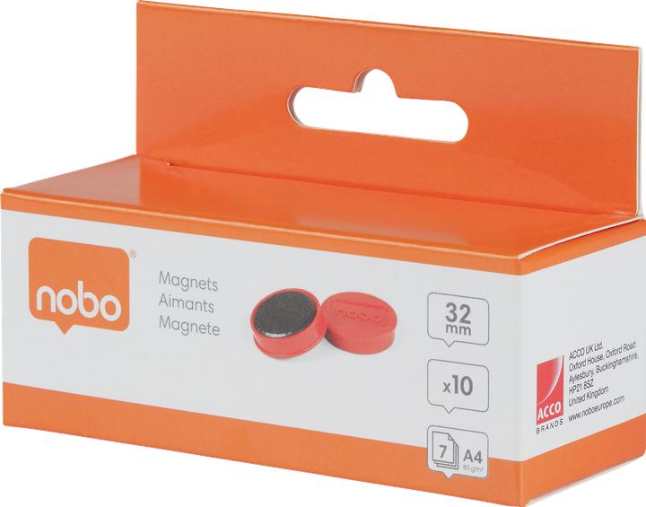 Actual product image Nobo Magnet round 32mm 1915300 red 10 pieces (10x)