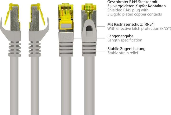 Image du produit Varia SO-34692 - Patchkabel Cat.7, S/FTP, 30m, grau (S/FTP, CAT7, 30 m)