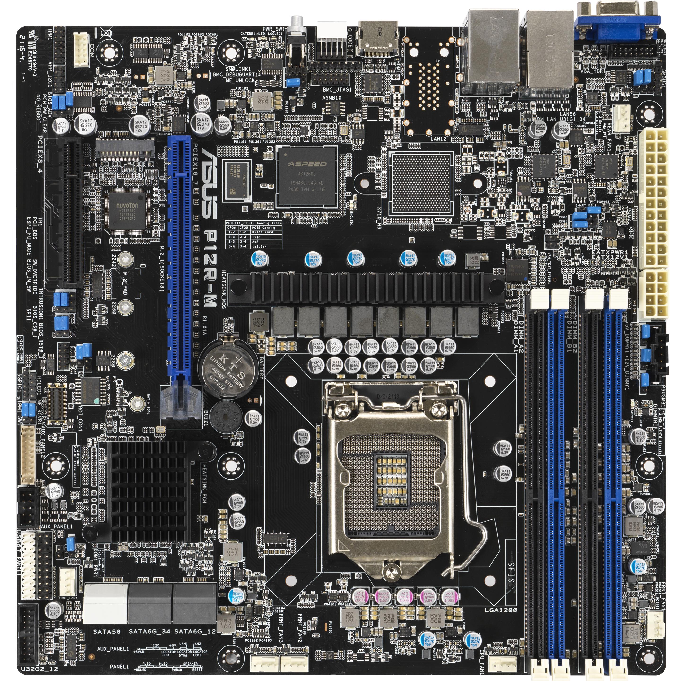 ASUS P12R-M LGA1200 mATX Server MB 4xDDR4 1xm.2 6xSATA (LGA 1200, Intel C252, mATX), Mainboard